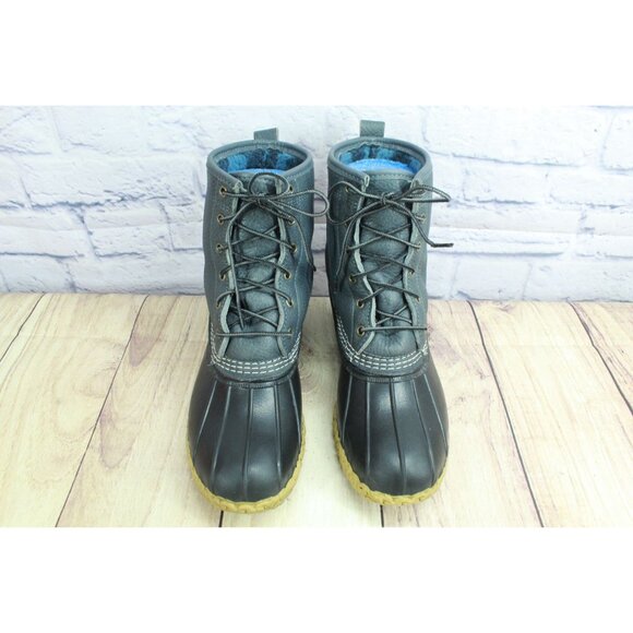 LL Bean Bean Boots 8" Fleece Lined Insulated Black Gum Slate Plaid 10 M - Picture 5 of 10